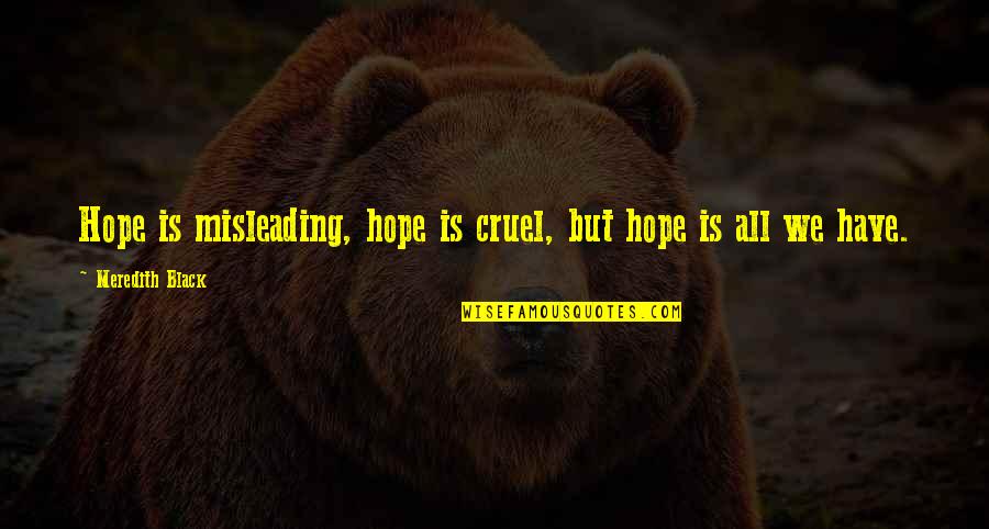 Misleading Quotes By Meredith Black: Hope is misleading, hope is cruel, but hope