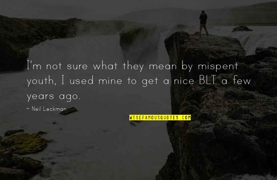 Mispent Quotes By Neil Leckman: I'm not sure what they mean by mispent