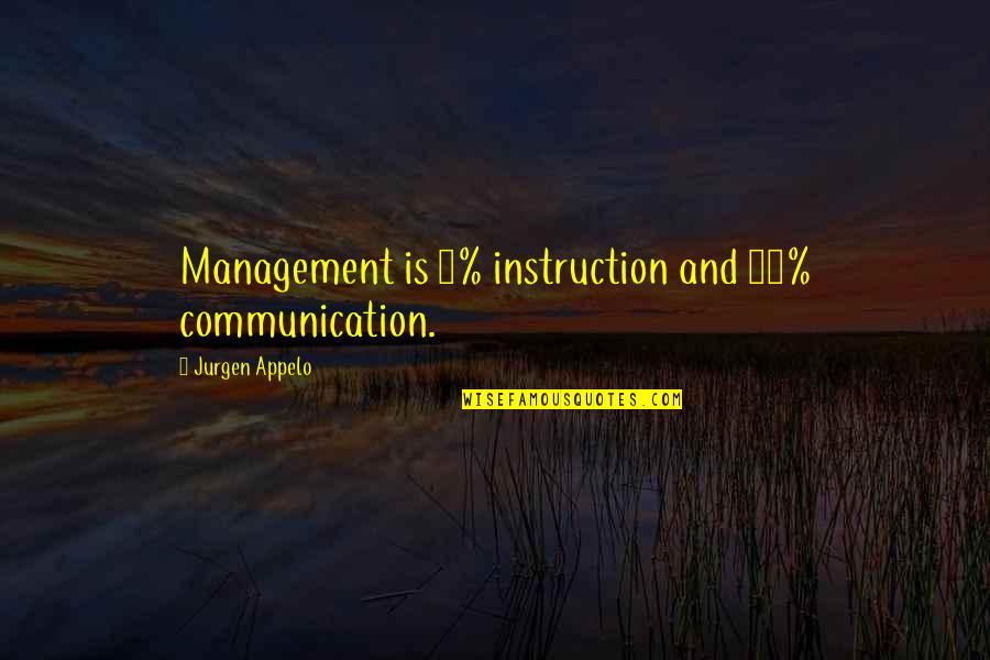 Misplace Quotes By Jurgen Appelo: Management is 5% instruction and 95% communication. Misplace Quotes By Jurgen Appelo: Management is 5% instruction and 95% communication.