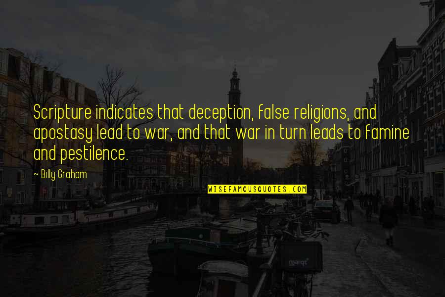 Mispriced Quotes By Billy Graham: Scripture indicates that deception, false religions, and apostasy