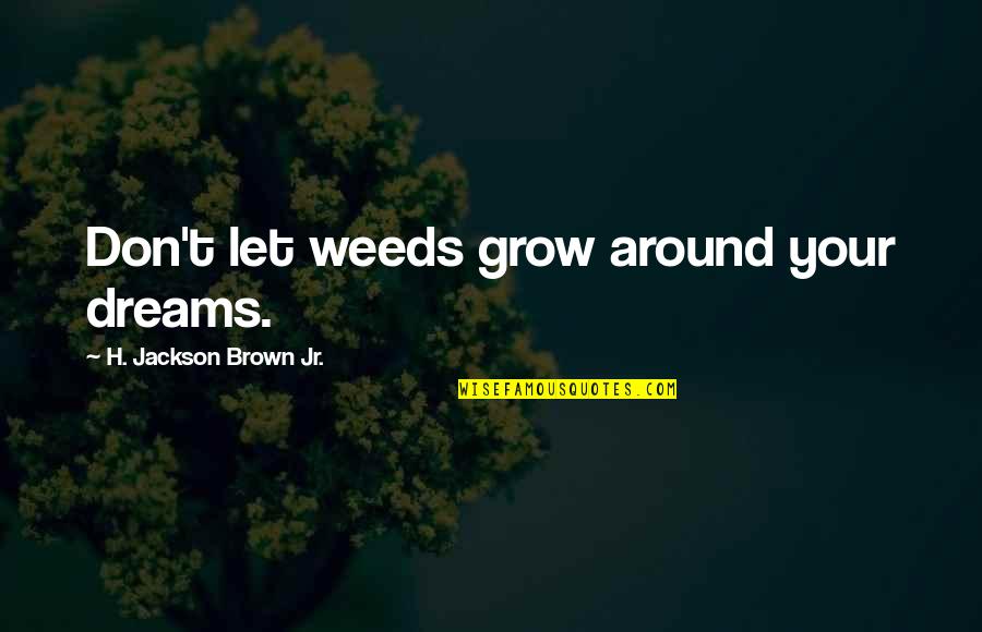 Mispronouncing Happiness Quotes By H. Jackson Brown Jr.: Don't let weeds grow around your dreams. Mispronouncing Happiness Quotes By H. Jackson Brown Jr.: Don't let weeds grow around your dreams.