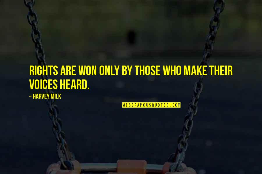 Misquotation Meme Quotes By Harvey Milk: Rights are won only by those who make
