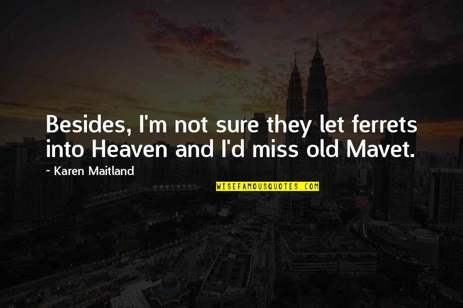 Miss In Heaven Quotes By Karen Maitland: Besides, I'm not sure they let ferrets into