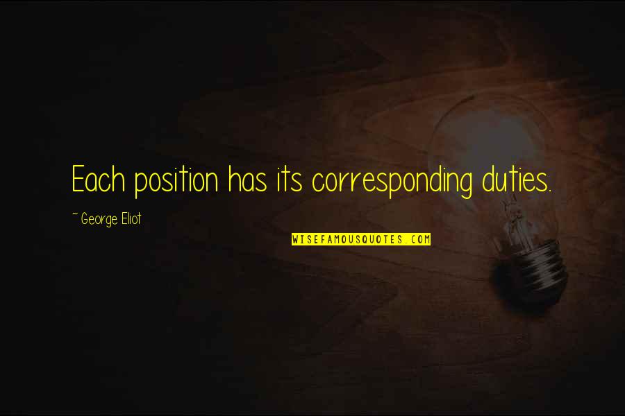 Miss Matured Quotes By George Eliot: Each position has its corresponding duties. Miss Matured Quotes By George Eliot: Each position has its corresponding duties.