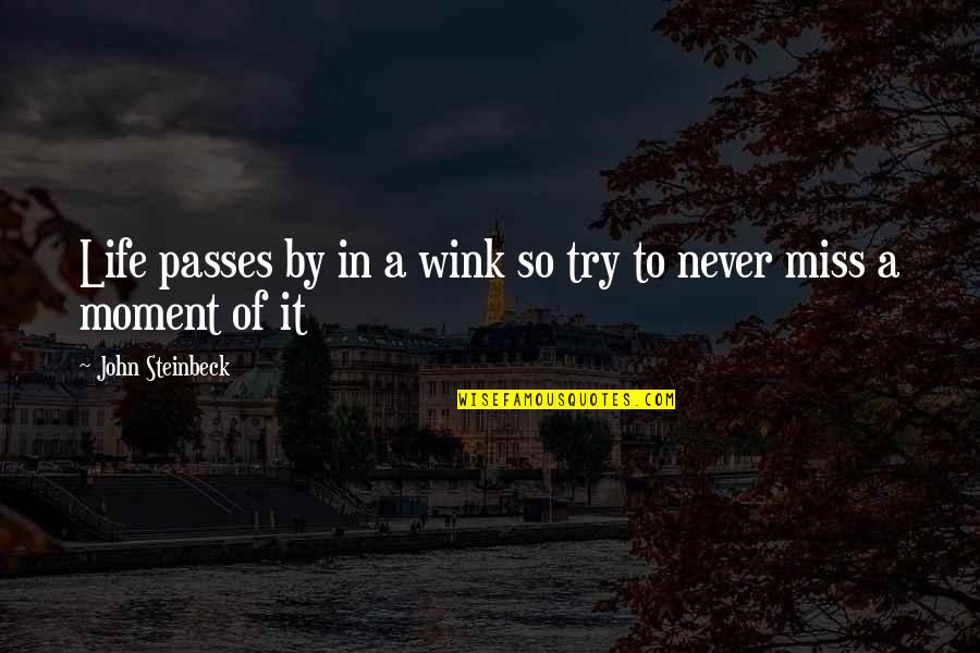 Miss That Moment Quotes By John Steinbeck: Life passes by in a wink so try
