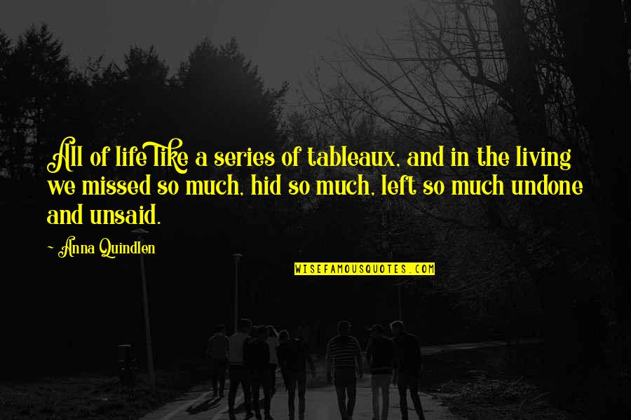 Missed So Much Quotes By Anna Quindlen: All of life like a series of tableaux,
