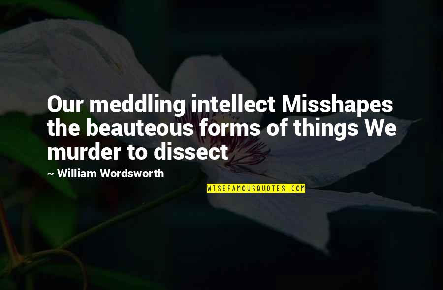 Misshapes Quotes By William Wordsworth: Our meddling intellect Misshapes the beauteous forms of Misshapes Quotes By William Wordsworth: Our meddling intellect Misshapes the beauteous forms of