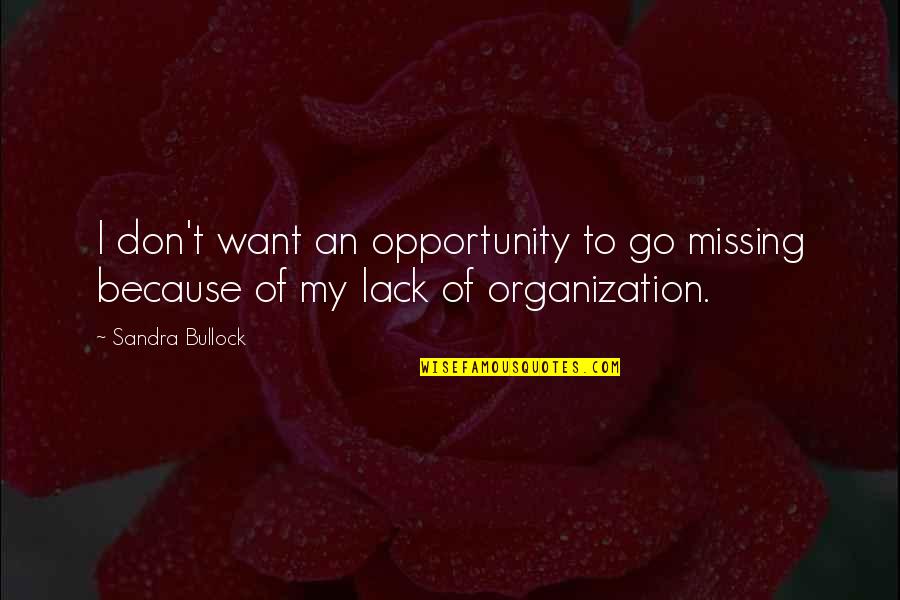 Missing An Opportunity Quotes By Sandra Bullock: I don't want an opportunity to go missing