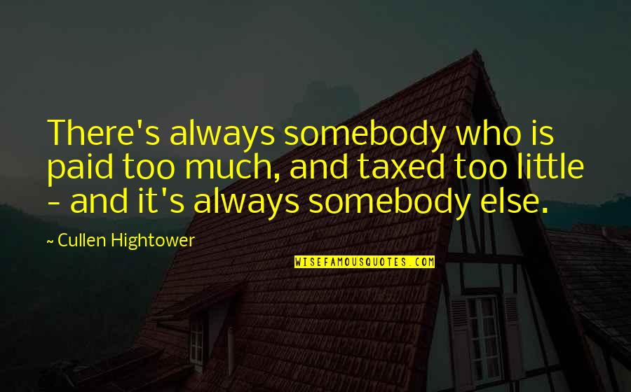 Missing Mumbai Quotes By Cullen Hightower: There's always somebody who is paid too much,