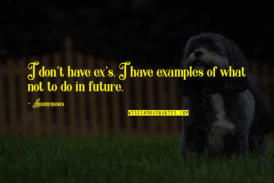 Missing My Pets Quotes By Anonymous: I don't have ex's. I have examples of