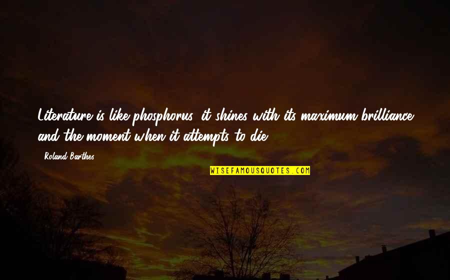 Missing My Wife And Son Quotes By Roland Barthes: Literature is like phosphorus: it shines with its