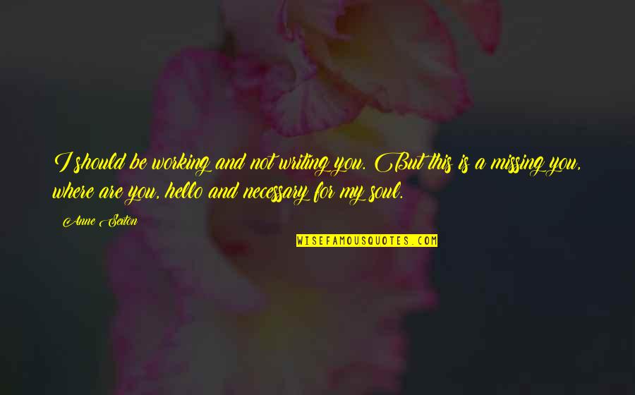 Missing Quotes Quotes By Anne Sexton: I should be working and not writing you.