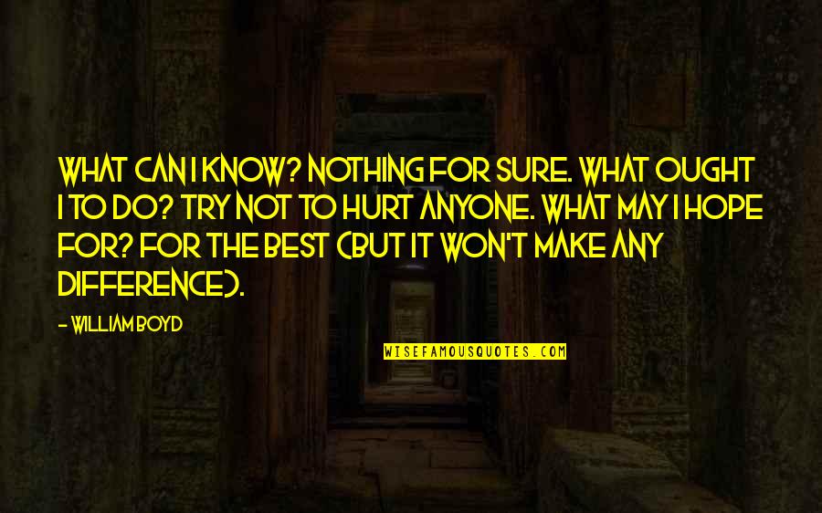 Missing Someone Gets Easier Everyday Quotes By William Boyd: What can I know? Nothing for sure. What