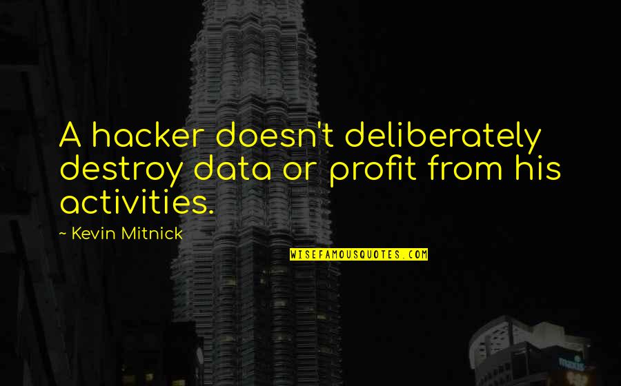 Missing Words In Quotes By Kevin Mitnick: A hacker doesn't deliberately destroy data or profit