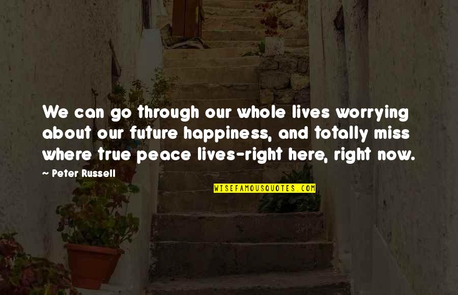 Missing You Right Now Quotes By Peter Russell: We can go through our whole lives worrying