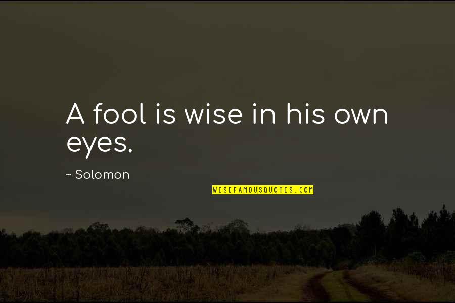 Mission And Evangelism Quotes By Solomon: A fool is wise in his own eyes.