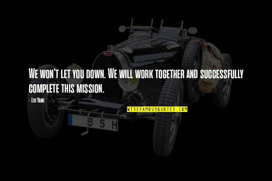 Mission Work Quotes By Liu Yang: We won't let you down. We will work