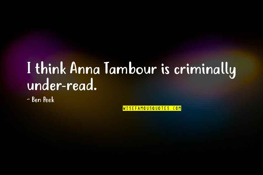 Missionary Work Lds Quotes By Ben Peek: I think Anna Tambour is criminally under-read.