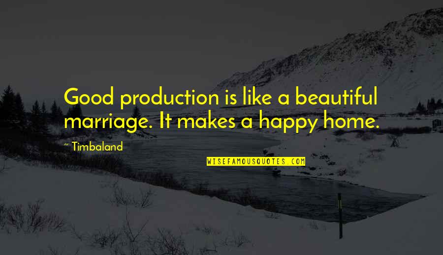 Mississippi Blues Quotes By Timbaland: Good production is like a beautiful marriage. It