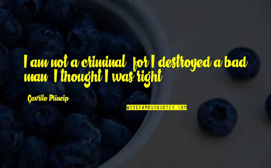 Misstrauisch English Quotes By Gavrilo Princip: I am not a criminal, for I destroyed Misstrauisch English Quotes By Gavrilo Princip: I am not a criminal, for I destroyed
