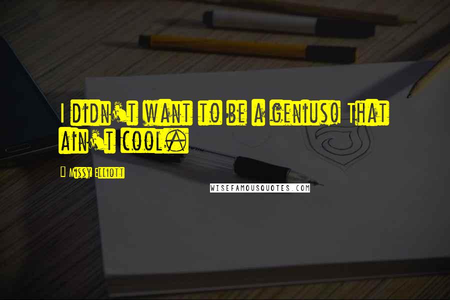 Missy Elliott quotes: I didn't want to be a genius! That ain't cool.