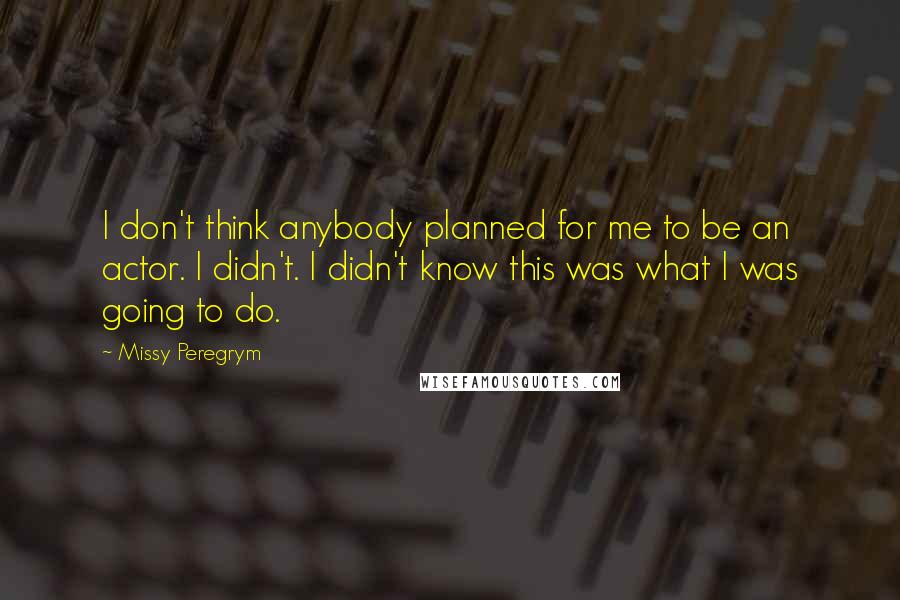 Missy Peregrym quotes: I don't think anybody planned for me to be an actor. I didn't. I didn't know this was what I was going to do.