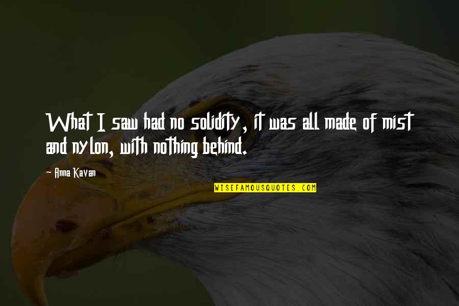 Mist Quotes By Anna Kavan: What I saw had no solidity, it was