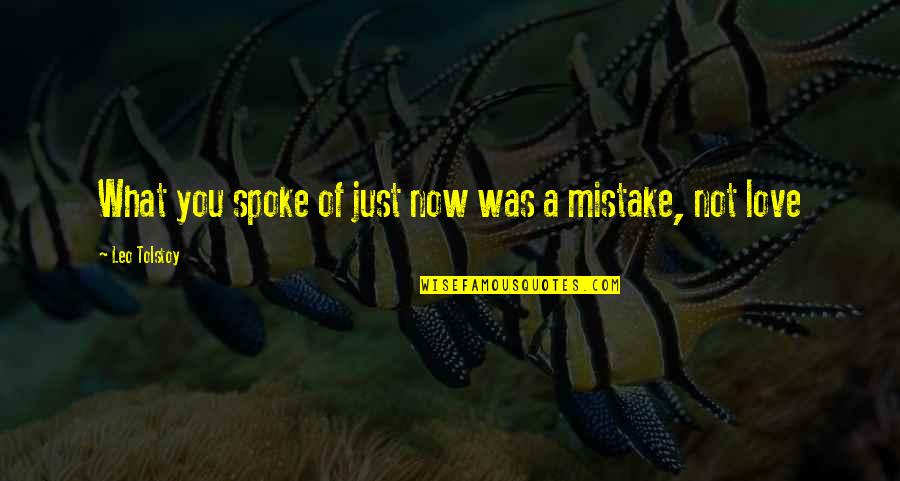 Mistake Love Quotes By Leo Tolstoy: What you spoke of just now was a