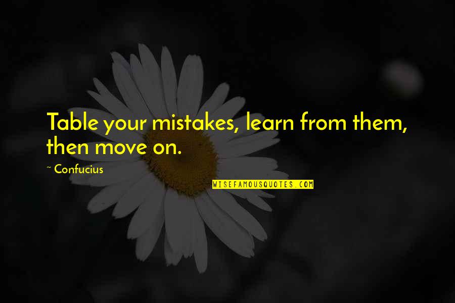 Mistakes And Moving On Quotes By Confucius: Table your mistakes, learn from them, then move