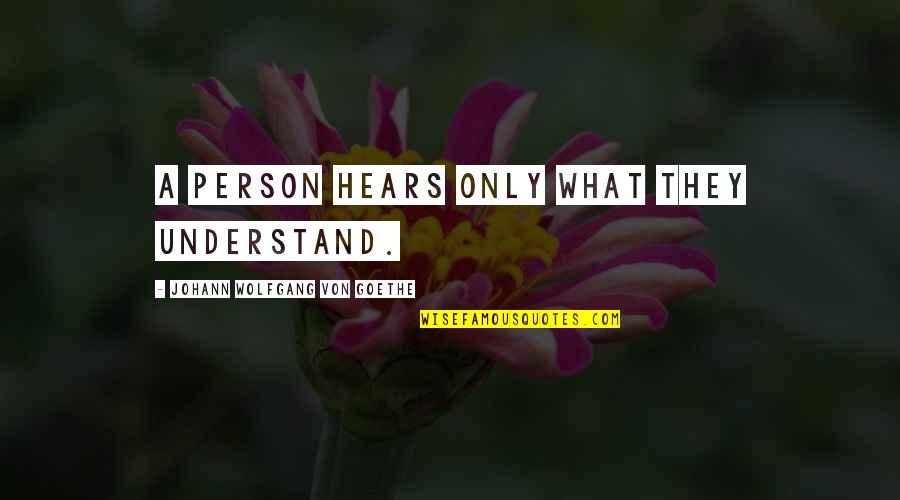 Mister Miyagi Quotes By Johann Wolfgang Von Goethe: A person hears only what they understand.