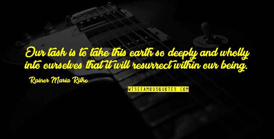 Mistreated Relationship Quotes By Rainer Maria Rilke: Our task is to take this earth so