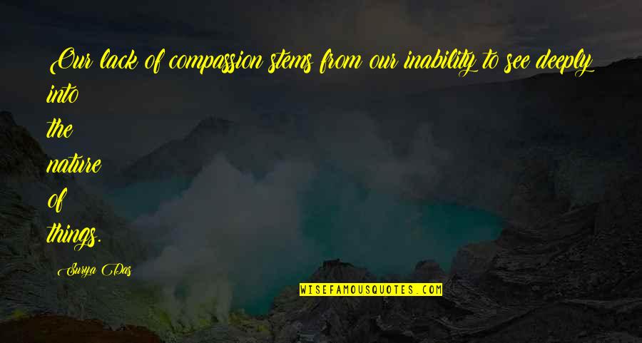 Mistresses Series Quotes By Surya Das: Our lack of compassion stems from our inability