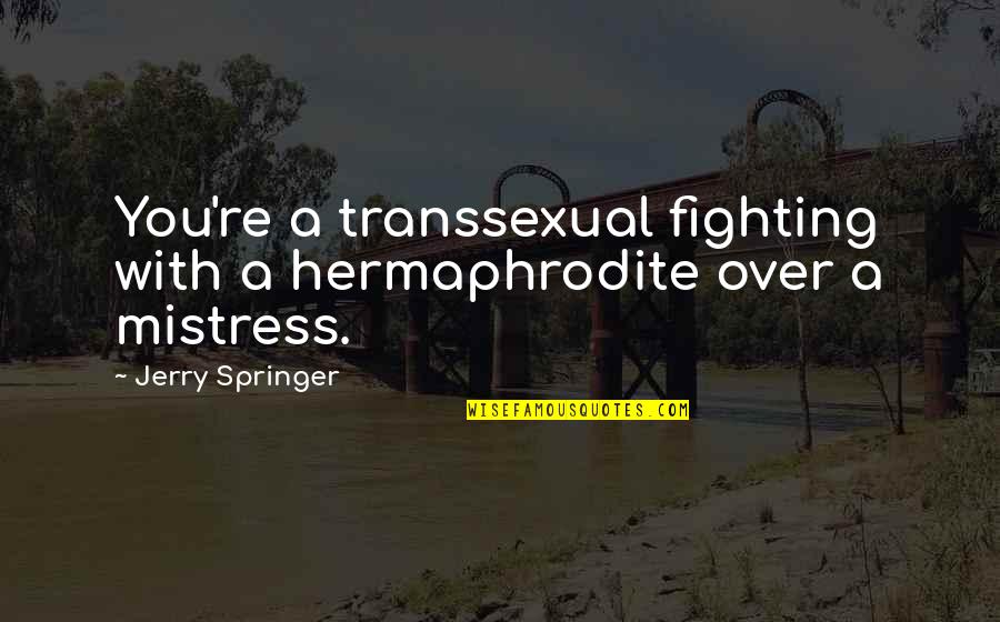 Mistress's Quotes By Jerry Springer: You're a transsexual fighting with a hermaphrodite over