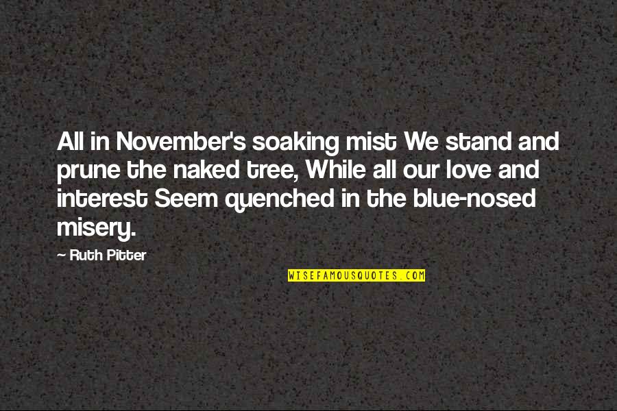 Mist's Quotes By Ruth Pitter: All in November's soaking mist We stand and