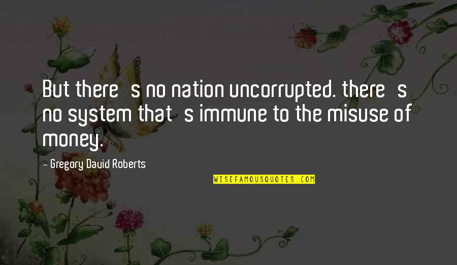 Misuse Of Quotes By Gregory David Roberts: But there's no nation uncorrupted. there's no system