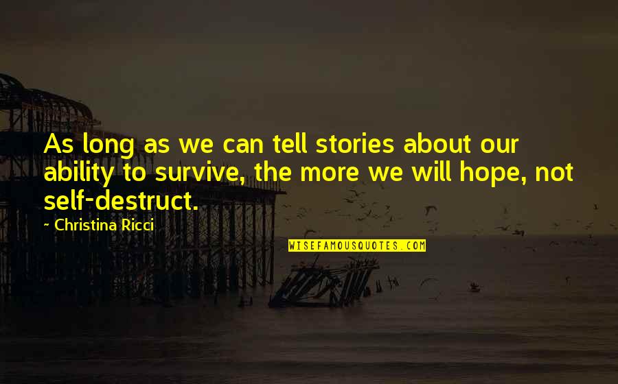 Mitch And Blanche Streetcar Quotes By Christina Ricci: As long as we can tell stories about Mitch And Blanche Streetcar Quotes By Christina Ricci: As long as we can tell stories about