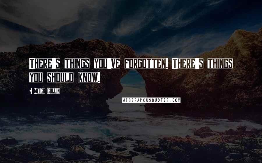 Mitch Cullin quotes: There's things you've forgotten. There's things you should know.