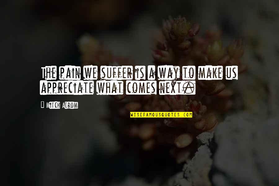 Mitch O'connell Quotes By Mitch Albom: The pain we suffer is a way to