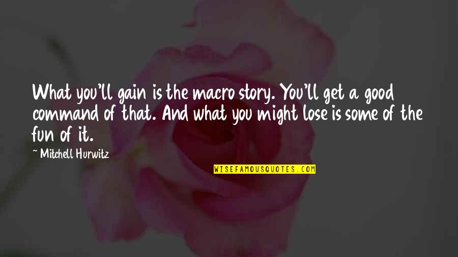 Mitchell Hurwitz Quotes By Mitchell Hurwitz: What you'll gain is the macro story. You'll Mitchell Hurwitz Quotes By Mitchell Hurwitz: What you'll gain is the macro story. You'll