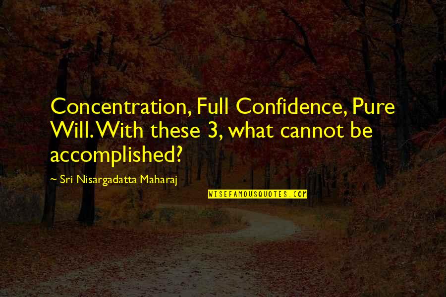 Mitigated Speech Quotes By Sri Nisargadatta Maharaj: Concentration, Full Confidence, Pure Will. With these 3,