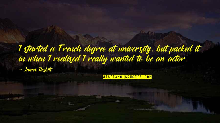 Mitke I Kostana Quotes By James Nesbitt: I started a French degree at university, but