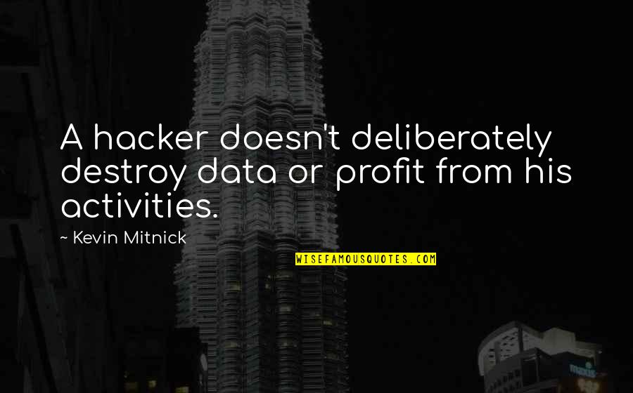 Mitnick Hacker Quotes By Kevin Mitnick: A hacker doesn't deliberately destroy data or profit
