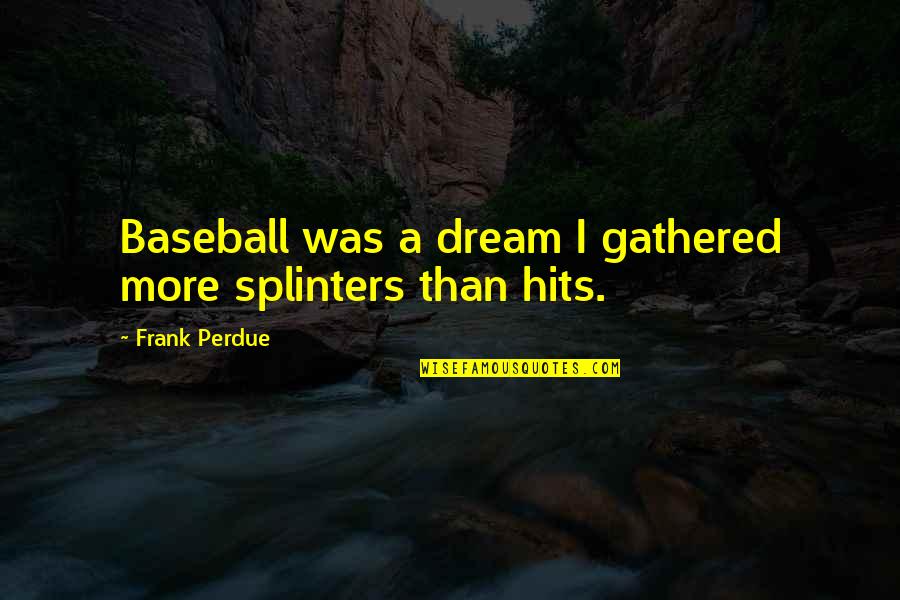 Mitscher Whiskey Quotes By Frank Perdue: Baseball was a dream I gathered more splinters