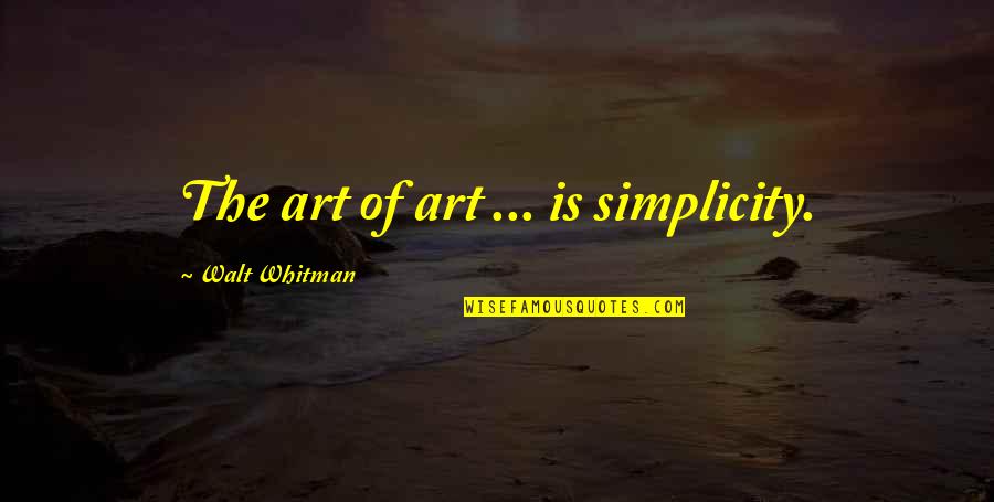 Mittelmark Invitational Quotes By Walt Whitman: The art of art ... is simplicity. Mittelmark Invitational Quotes By Walt Whitman: The art of art ... is simplicity.