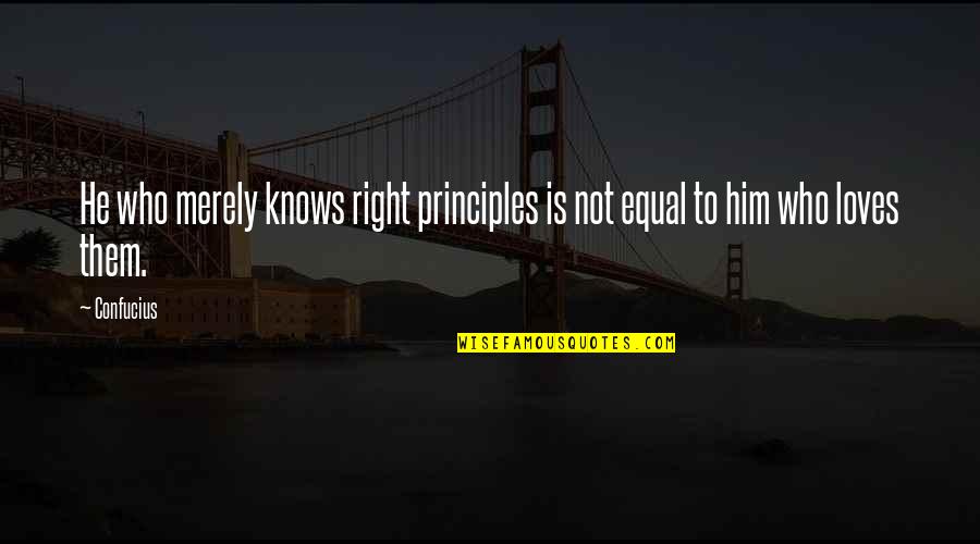Mitwa Love Quotes By Confucius: He who merely knows right principles is not