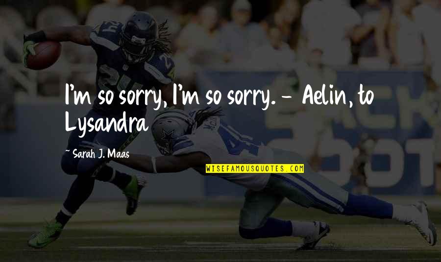 Mitzi Huggins Quotes By Sarah J. Maas: I'm so sorry, I'm so sorry. - Aelin,