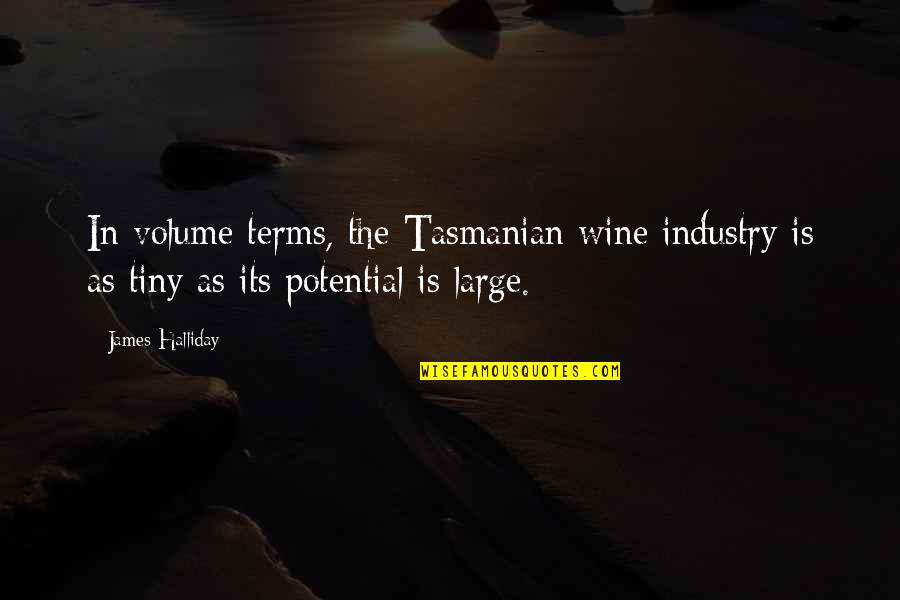 Mitzvoth Quotes By James Halliday: In volume terms, the Tasmanian wine industry is
