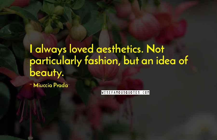 Miuccia Prada quotes: I always loved aesthetics. Not particularly fashion, but an idea of beauty.