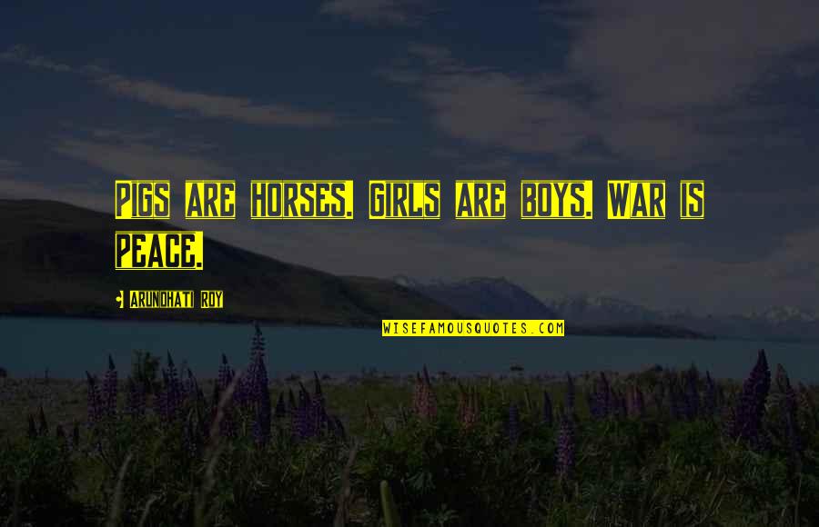 Mixing Business Pleasure Quotes By Arundhati Roy: Pigs are horses. Girls are boys. War is