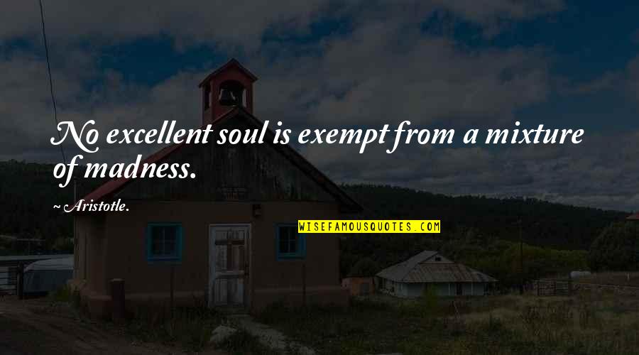 Mixture Of Madness Quotes By Aristotle.: No excellent soul is exempt from a mixture